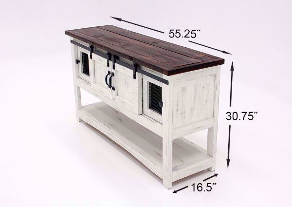 White and Brown Pueblo Sofa/Console Table Dimensions | Home Furniture Plus Bedding