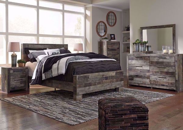 Gray Brown Derekson Bedroom Set by Ashley Furniture, Set Price Includes Queen Size Bed, Dresser with Mirror and 1 Nightstand | Home Furniture Plus Bedding