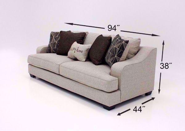Dimension Details for the Off White Marciana Sofa by Ashley Furniture | Home Furniture Plus Bedding