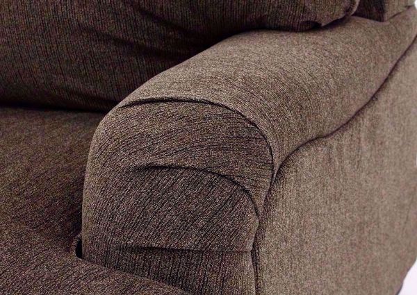 Brown Braemer Sleeper Sofa by Ashley Furniture Close Up of Arm Details with Pleated Accents | Home Furniture + Mattress