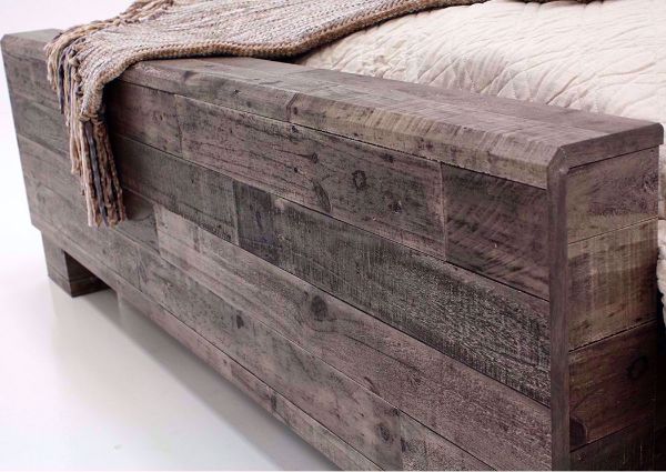 Close Up of the Footoard on the Gray Brown Derekson Queen Size Bed by Ashley Furniture | Home Furniture Plus Bedding