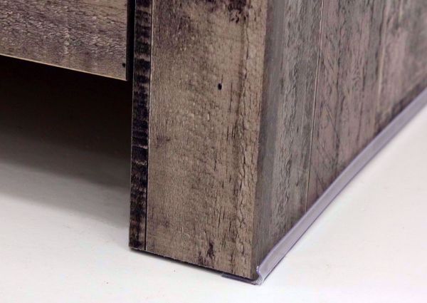 Close Up of Bottom Corner of Nightstand - Part of the Gray Brown Derekson Bedroom Set by Ashley Furniture | Home Furniture Plus Bedding