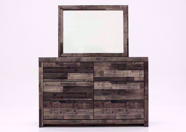 Rustic Gray Brown Derekson Dresser with Mirror with 6 Drawers by Ashley Furniture Facing Brown | Home Furniture Plus Bedding