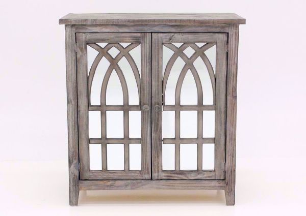 Distressed Gray Cathedral 2 Door Cabinet Facing Front | Home Furniture Plus Bedding