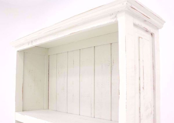 Antique White Vintage Bookcase Showing the Top Detail | Home Furniture Plus Mattress