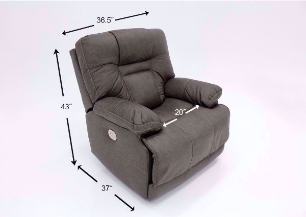 Gray Wurstrow Power Recliner by Ashley Furniture with Dimension Details | Home Furniture Plus Bedding