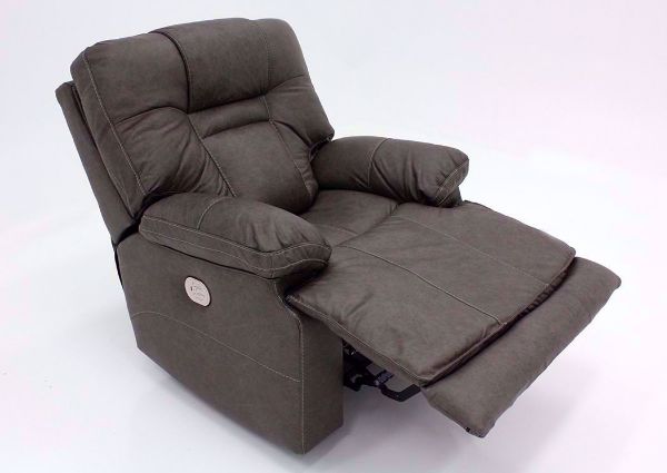 Side View of the Gray Wurstrow Power Recliner by Ashley Furniture with Open Recliner | Home Furniture Plus Bedding