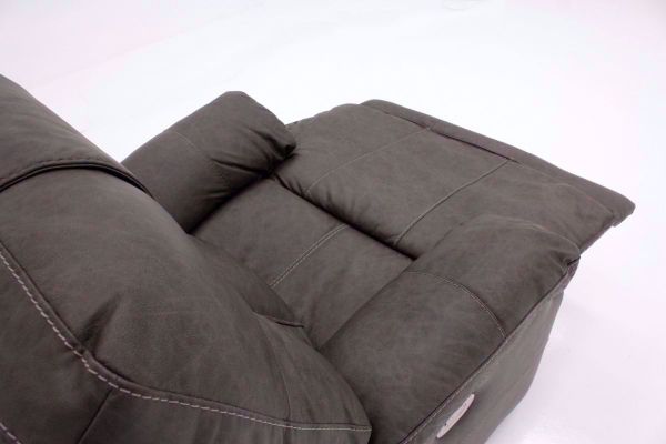 Seating and Pad-Over-Chaise Area of the Gray Wurstrow Power Recliner by Ashley Furniture | Home Furniture Plus Bedding
