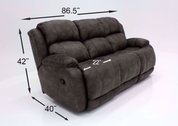 Dimension Details on  the Denali Reclining Sofa by HomeStretch | Home Furniture Plus Bedding