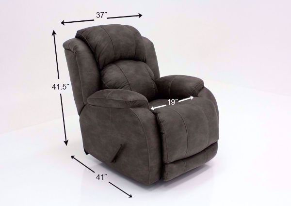 Denali Recliner by HomeStretch covered in a Steel Gray Microfiber Upholstery with Dimension Details | Home Furniture Plus Bedding