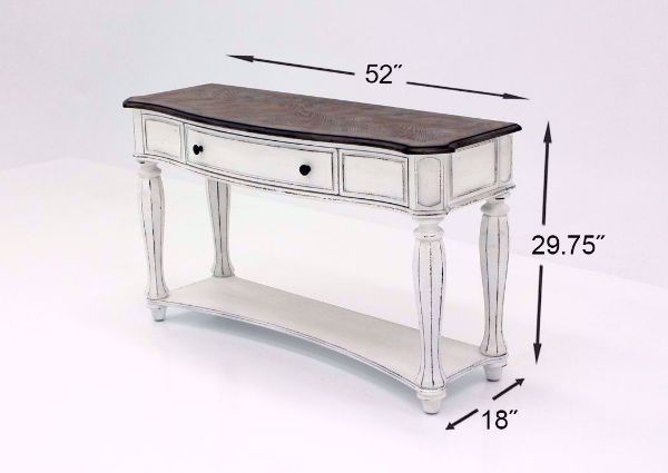Distressed White Magnolia Manor Sofa/Console Table Dimensions | Home Furniture Plus Mattress