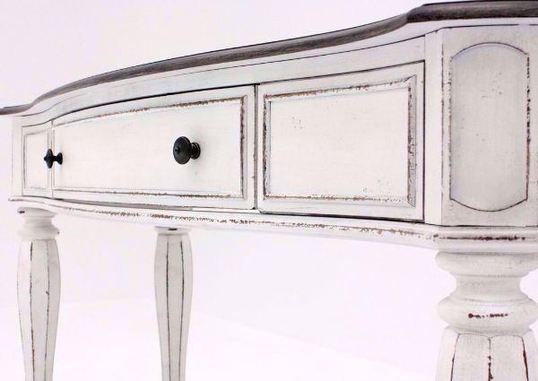 Distressed White Magnolia Manor Sofa/Console Table Showing the Front Panel Detail | Home Furniture Plus Mattress