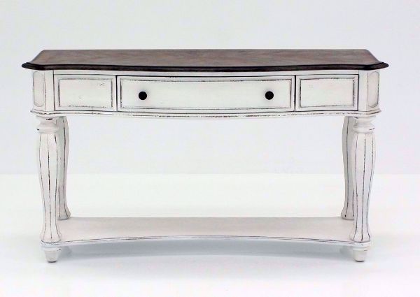 Distressed White Magnolia Manor Sofa/Console Table, Front Facing | Home Furniture Plus Mattress