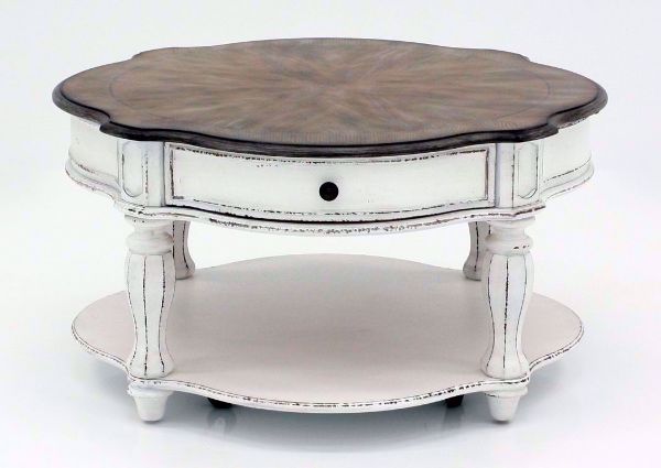 Distressed White Magnolia Manor Round Coffee Table, Front Facing | Home Furniture Plus Bedding