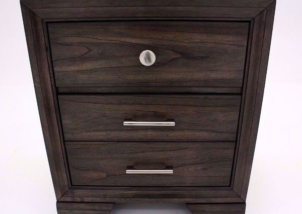 Dark Brown Jaymes Nightstand Showing the Front Panel | Home Furniture Plus Mattress
