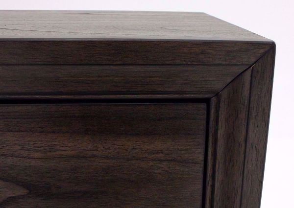 Dark Brown Jaymes Nightstand Showing the Corner Finish| Home Furniture Plus Mattress