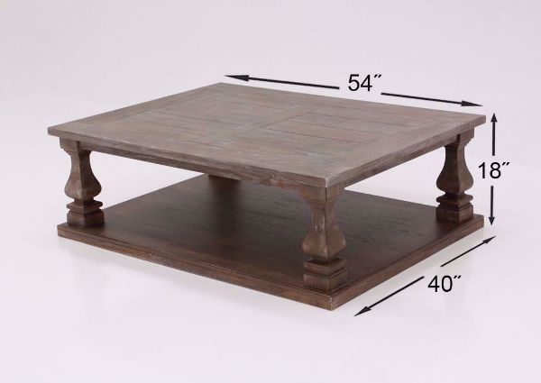 Dimension Details on the Johnelle Coffee Table by Ashley Furniture with a Weathered Gray and Brown Finish | Home Furniture Plus Mattress