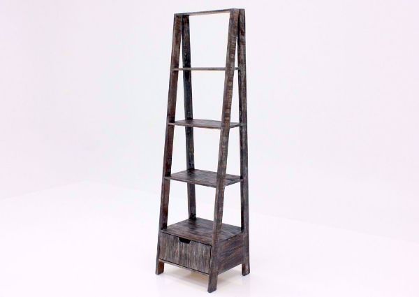 Rustic Barnwood Brown Ladder Bookcase at an Angle | Home Furniture Plus Bedding