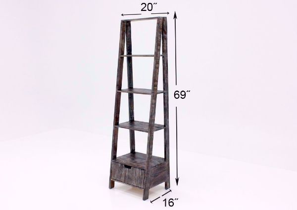 Rustic Barnwood Brown Ladder Bookcase Dimensions | Home Furniture Plus Rustic Barnwood Brown Ladder Bookcase at an Angle | Home Furniture Plus Bedding