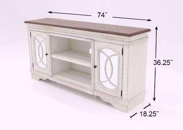 Dimension Details for the Distressed White Realyn TV Stand by Ashley Furniture | Home Furniture Plus Bedding