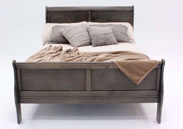 Gray Louis Philippe Queen Size Bed Facing Front | Home Furniture Plus Bedding