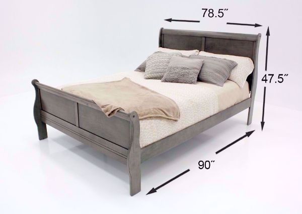 Gray Louis Philippe King Size Bed Dimensions | Home Furniture Plus Bedding