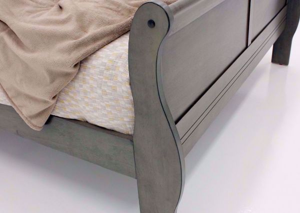Gray Louis Philippe King Size Bed Showing the Footboard Curve Detail | Home Furniture Plus Bedding
