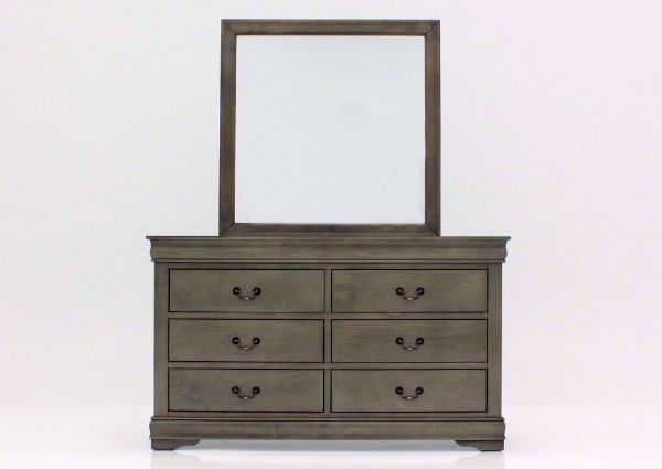Gray Louis Philippe Dresser with Mirror Facing Front | Home Furniture Plus Bedding
