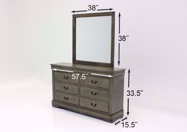 Gray Louis Philippe Dresser with Mirror Dimensions | Home Furniture Plus Bedding