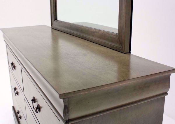 Gray Louis Philippe Dresser with Mirror Showing the Dresser Top | Home Furniture Plus Bedding