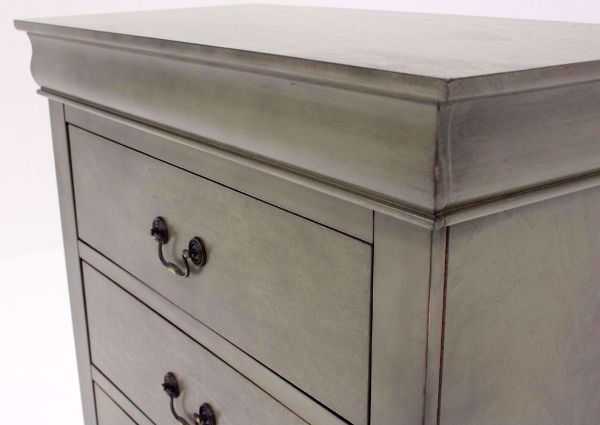 Gray Louis Philippe Chest of Drawers Showing the Top Edge Detail | Home Furniture Plus Bedding