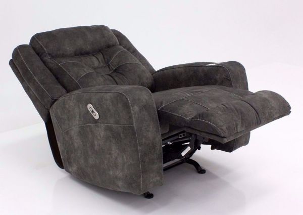 Quantum Power Rocker Recliner, Gray, Angle, Fully Reclined | Home Furniture Plus Bedding