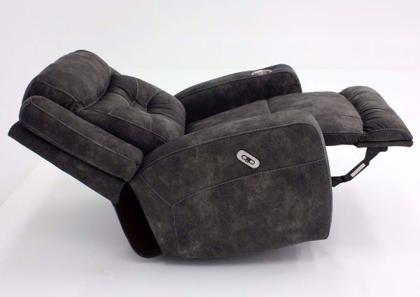 Quantum Power Rocker Recliner, Gray, Side View, Fully Reclined | Home Furniture Plus Bedding