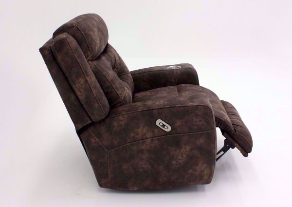 Brown Quantum Power Rocker Recliner, Side View With Chaise Slightly Open | Home Furniture Plus Bedding
