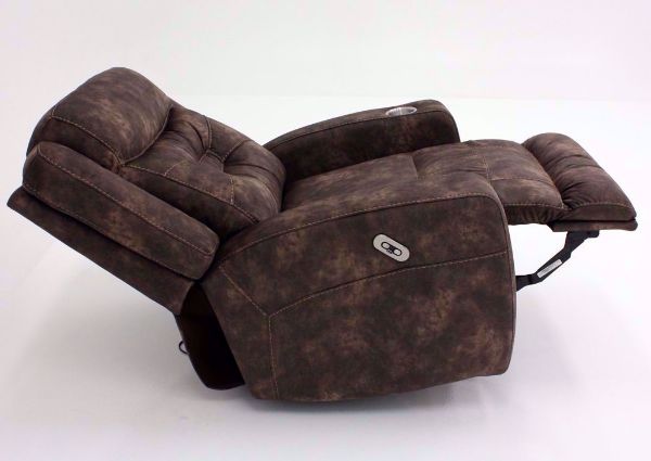 Brown Quantum Power Rocker Recliner From the Side in a Fully Reclined Position | Home Furniture Plus Bedding