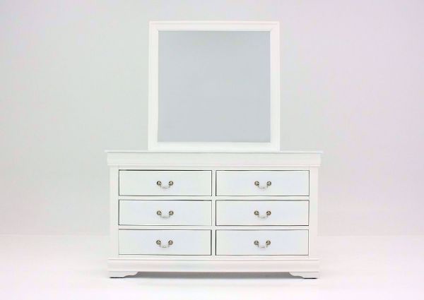 Crisp White Louis Philippe Dresser with Mirror Facing Front | Home Furniture Plus Bedding