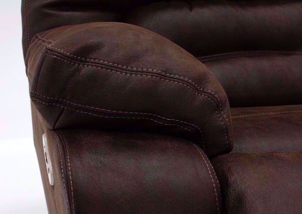 Brown Legacy Reclining Sofa Pillow Arm Detail | Home Furniture Plus Bedding