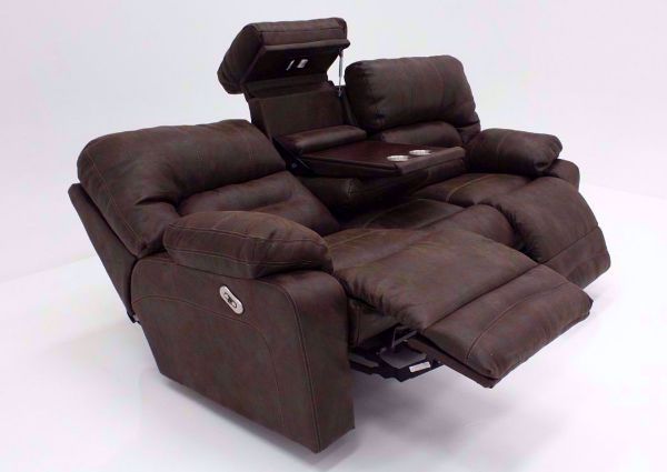 Brown Legacy Reclining Sofa at an Angle in the Fully Open Position | Home Furniture Plus Bedding