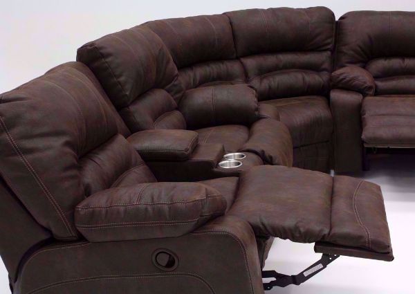 Brown Legacy Reclining Sectional Sofa Showing the Left Side View in the Reclined Position | Home Furniture Plus Bedding