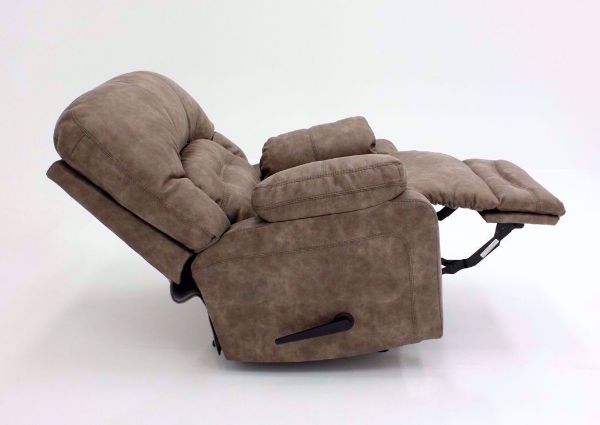 Tan Legacy Rocker Recliner, Side View in the Fully Reclined Position | Home Furniture Plus Mattress