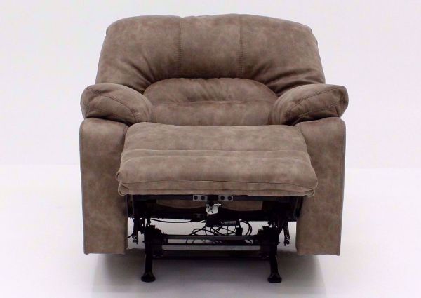 Tan Legacy POWER Rocker Recliner, Front Facing in a Fully Reclined Position | Home Furniture Plus Mattress