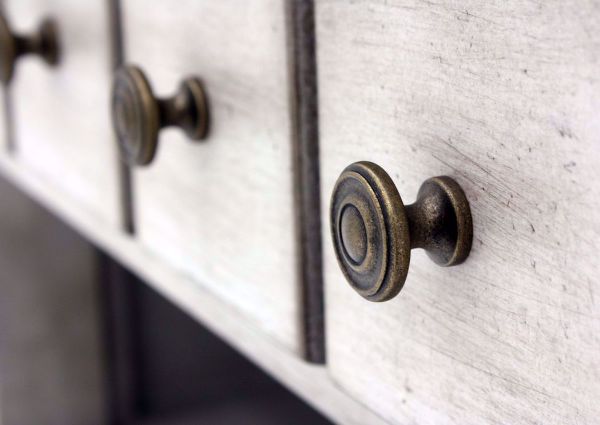 Rustic White Heartland Showing the Drawer Knobs | Home Furniture Plus Mattress