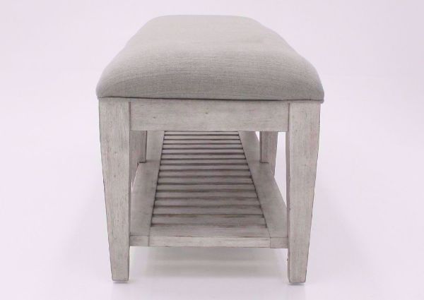 White Heartland Upholstered Bench Showing the Side View | Home Furniture Plus Mattress
