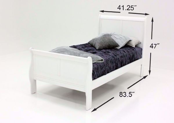 Louis Philippe Twin Size Bed, White, Dimensions | Home Furniture Plus Bedding