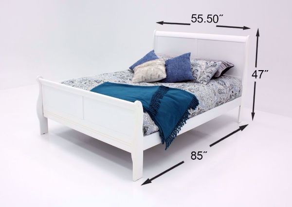 Louis Philippe Full Size Bed, White, Dimensions | Home Furniture Plus Bedding