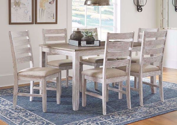 White Skempton 7 Piece Dining Set by Ashley Furniture Showing the Room View | Home Furniture Plus Bedding