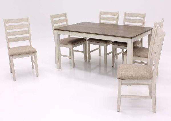 White Skempton 7 Piece Dining Set by Ashley Furniture Showing the Angle View | Home Furniture Plus Bedding