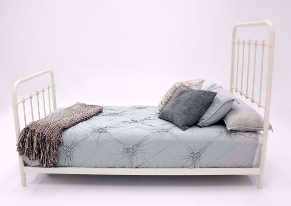 White Iron Style Jourdan Creek Twin Bed Showing the Side View | Home Furniture Plus Bedding