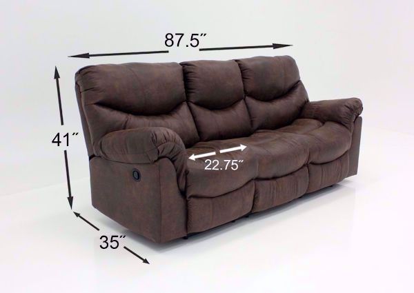 Alzena Reclining Sofa by Ashley Furniture, Brown, Dimensions | Home Furniture Plus Bedding