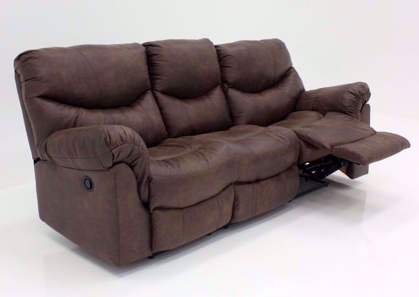 Alzena Reclining Sofa by Ashley Furniture, Brown, Angle, Right Chaise Open | Home Furniture Plus Bedding